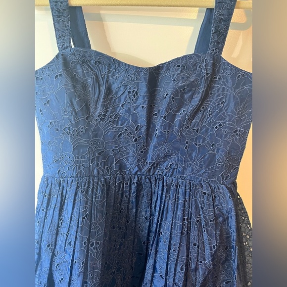 NWT French Connection Embroidered Strappy Midi Dress in Midnight Blue - Picture 7 of 17